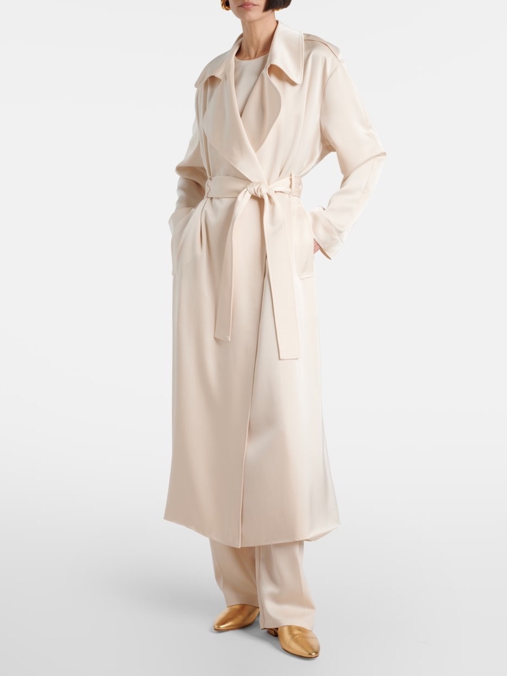 LESET BARB SATIN TRENCH COAT